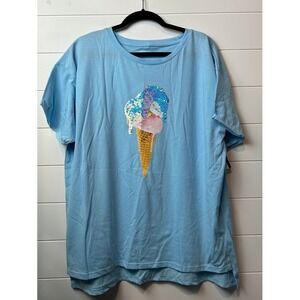 Girl's Plus Arizona Jean Co. Blue Shirt with sequence ice‎ cream size 22.5 (3x)
